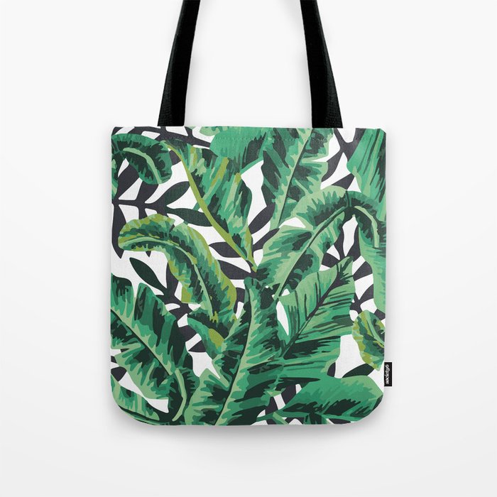 Tropical Glam Banana Leaf Print Tote Bag by Nicolette | Society6