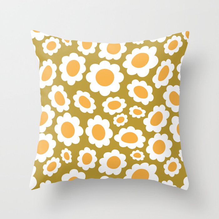 Groovy Daisies Pattern 1 Throw Pillow