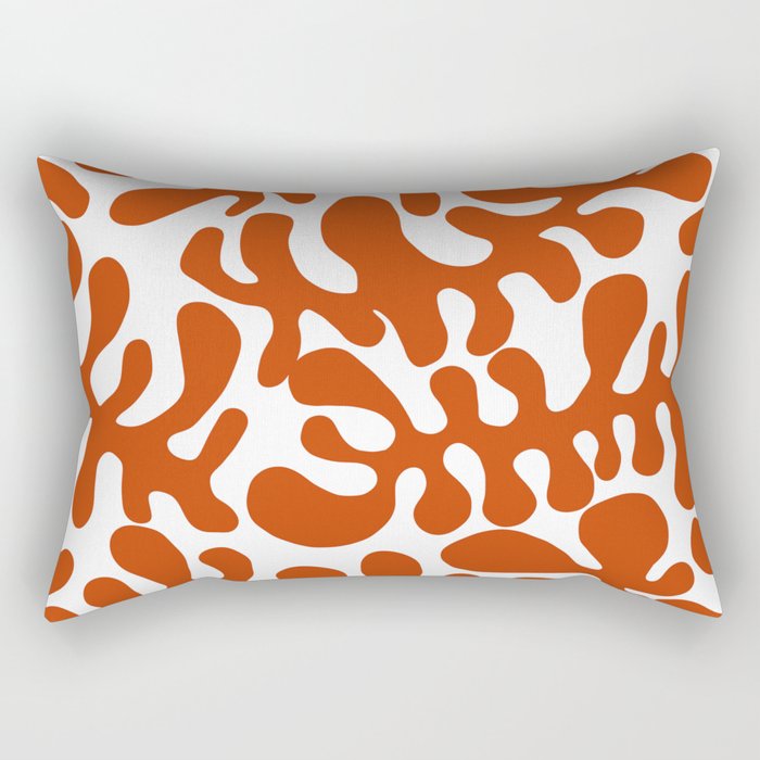 Orange Matisse cut outs seaweed pattern on white background Rectangular Pillow