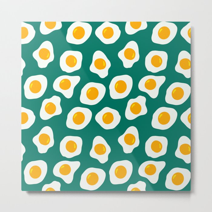 Eggs Pattern (Blue Green Color Background) Metal Print
