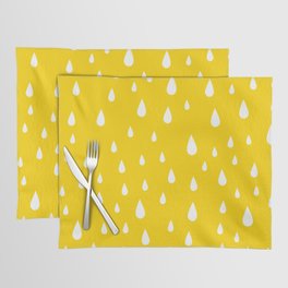 White Raindrops pattern on Yellow background Placemat