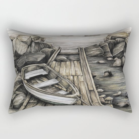 Old Boat on the Dock Rectangular Pillow