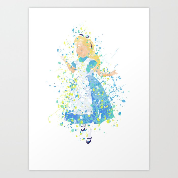 Princess Alice in Wonderland Watercolor silhouette Fine Art Print high quality illustration Art Print