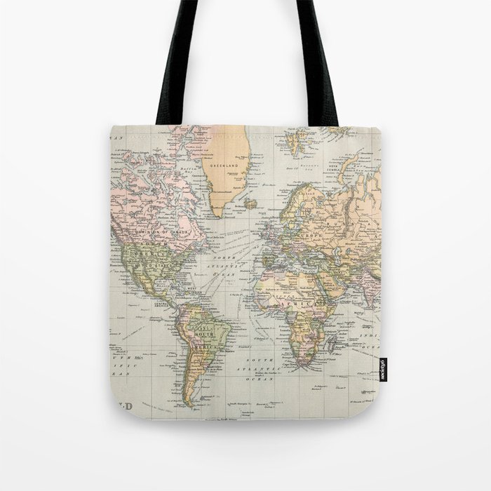 Vintage Map of The World (1892) Tote Bag