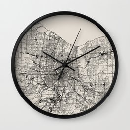 Rochester USA - Black and White City Map Wall Clock
