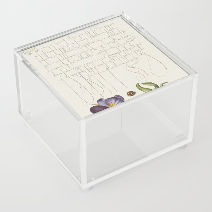 Vintage floral calligraphic poster art Acrylic Box