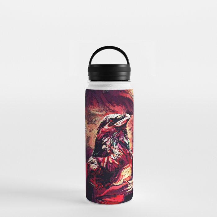 Spiritual Awakening Crow | Mysterious and Colorful Digital Illustration Graphic Design Water Bottle