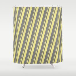 [ Thumbnail: Tan and Gray Colored Lines Pattern Shower Curtain ]