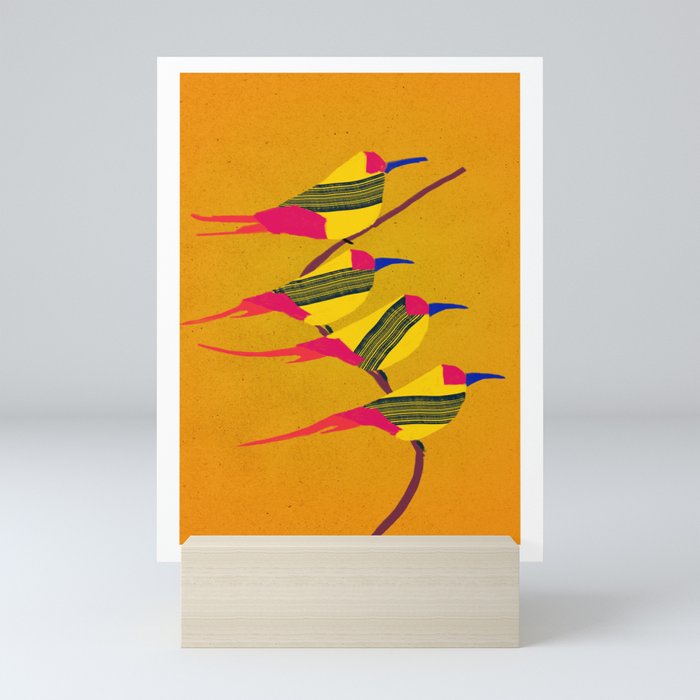 Yellow birds Mini Art Print