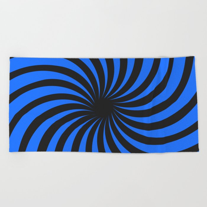 Black and Blue Spinning Hole. Beach Towel