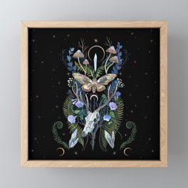 Deer Skull Crystals Garden Framed Mini Art Print