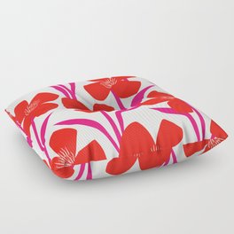 Red and Pink Floral Pattern Floor Pillow