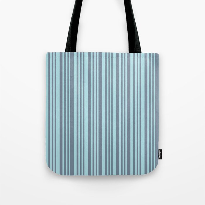 Light Slate Gray and Powder Blue Colored Lines/Stripes Pattern Tote Bag