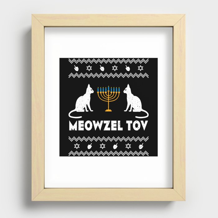 Hanukcat Cat Meowzel Menorah Happy Hanukkah 2021 Recessed Framed Print