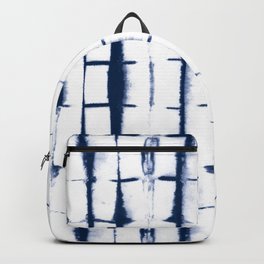 Shibori Stripes 4 Indigo Blue Backpack | Color, Tye Die, Digital, Abstract, Photo, Indigo, Shibori, Drawing, Watercolor, Vintage 