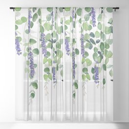 Eucalyptus and Lavender  Sheer Curtain