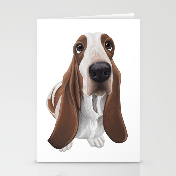 Funny Basset Hound Illustration Stationery Cards By Everydaysummit