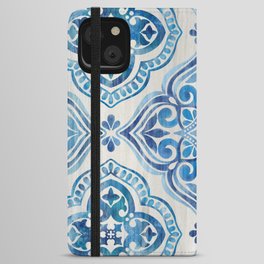 Blue Watercolor Tile iPhone Wallet Case