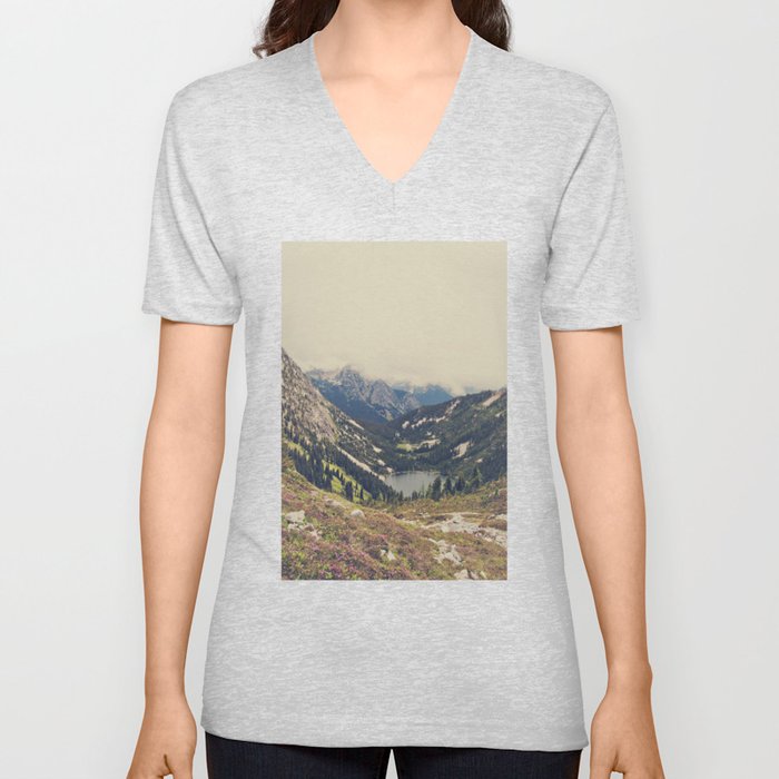 Mountain Flowers V Neck T Shirt
