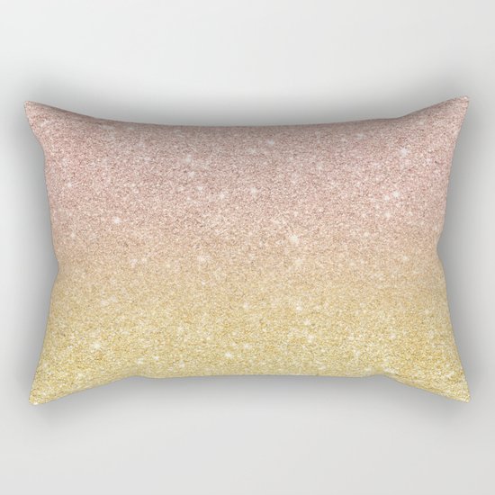 Modern rose gold glitter ombre gold glitter Rectangular Pillow by Girly Trend Society6