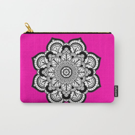 Black and White Flower in Magenta Carry-All Pouch