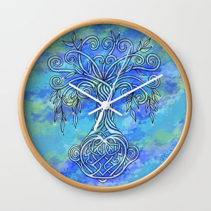 Celtic Tree of Life Sky Colored Wall Clock