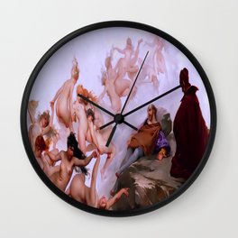 Luis Ricardo Falero (Spanish, 1851-1896) - Title: Faust's Dream  (Vision of Faust) - Date: 1880 - Style: Academicism - Genre: Fantasy, Mythological, Nude - Media: Oil on canvas - Digitally Enhanced Version (1800 dpi) - Wall Clock