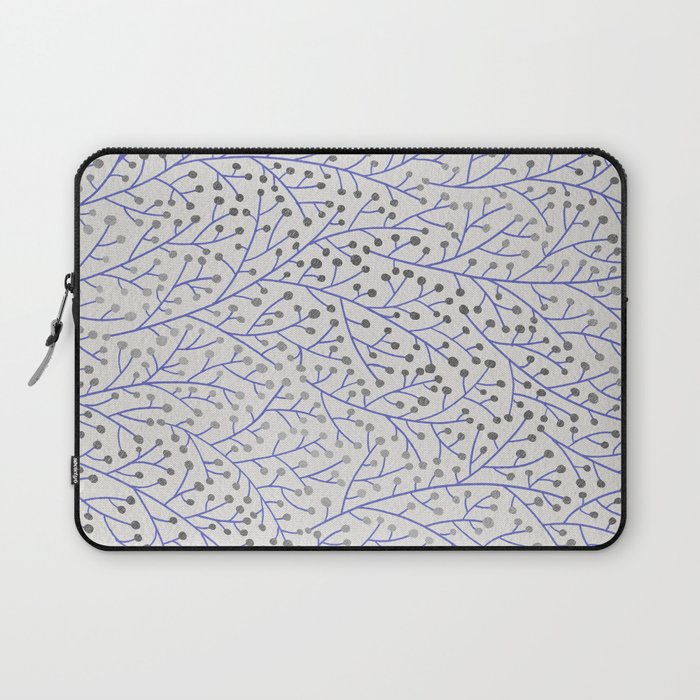 Silver & Periwinkle Berry Branches Laptop Sleeve
