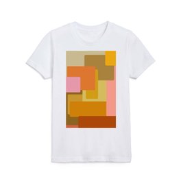 Shapes in Burnt Orange, Pink, and Yellow Kids T Shirt