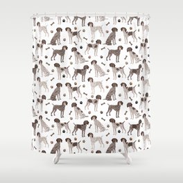 German Shorthaired Pointer Dog Paws and Bones White Shower Curtain