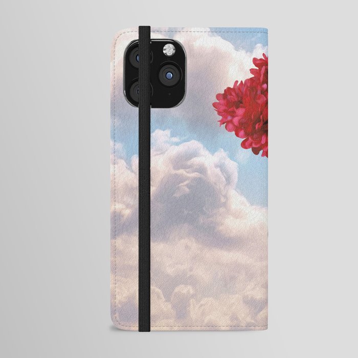 Flower balloon takes her to the wild blue yonder iPhone Wallet Case