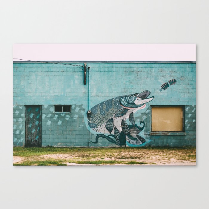 One Fish, Teal Fish Canvas Print