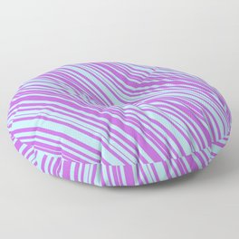 [ Thumbnail: Powder Blue & Orchid Colored Lined Pattern Floor Pillow ]