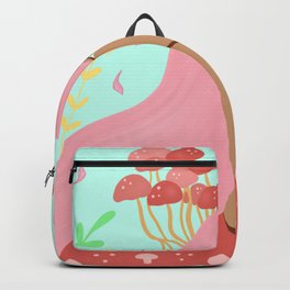 Magical girl with mushrooms sky blue Backpack