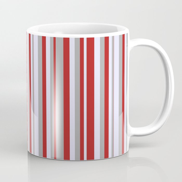Red, Dark Grey & Lavender Colored Lines Pattern Coffee Mug