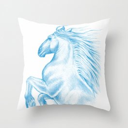 Horse In Blue Throw Pillow
