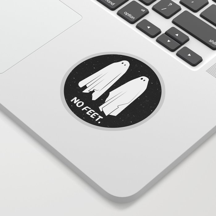 No Feet Ghosts Black and White Graphic Sticker