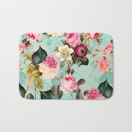 Vintage & Shabby Chic - Summer Teal Roses Flower Garden Bath Mat