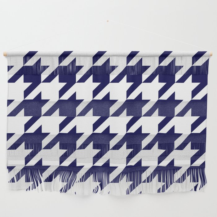 Big Navy Blue Houndstooth Pattern Wall Hanging