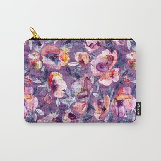 May Afternoon - a watercolor floral in purple and peach Carry-All Pouch
