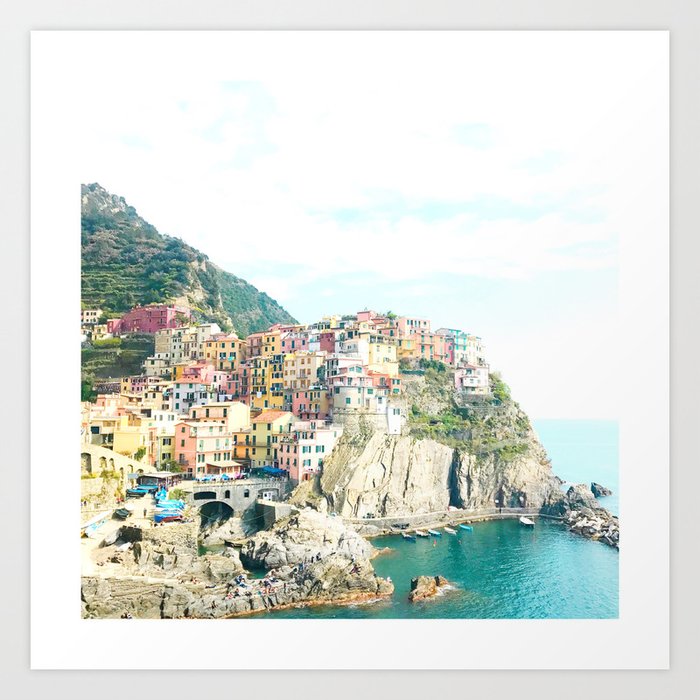 little houses on the hillside - Cinque Terre, Italy Art Print