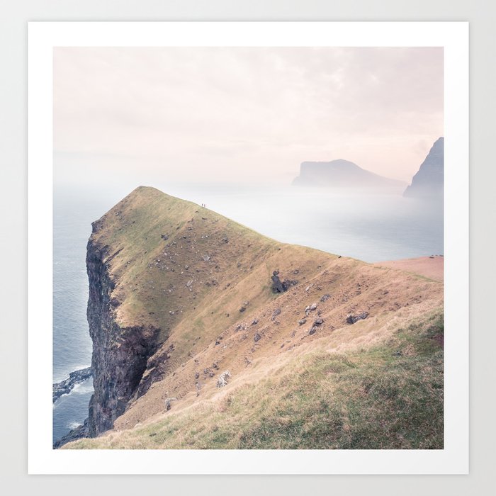 Sunrise Kalsoy Faroe Islands Pastel Color | Ocean and Cliff Art Print