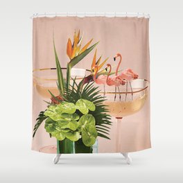 peach colored shower curtain