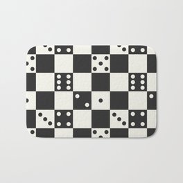 Checkered Dice Pattern (Creamy Milk & Dark Charcoal Color Palette) Bath Mat