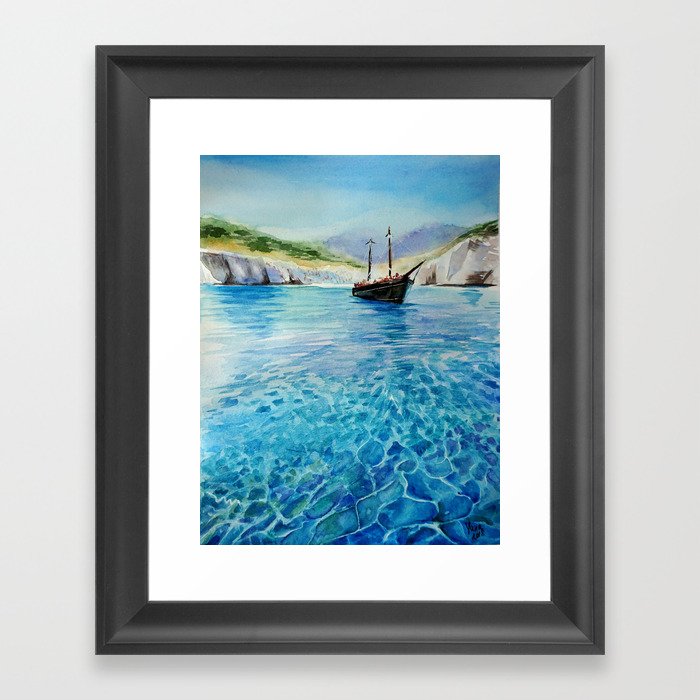 Shinning Ocean - Watercolor Landscape Art Framed Art Print