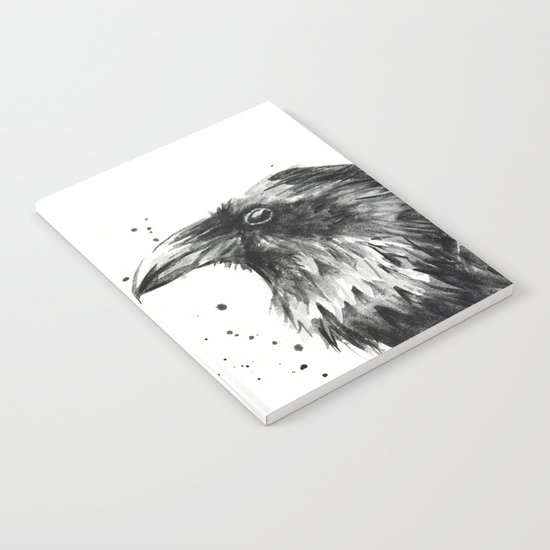 Raven Watercolor Bird Animal Notebook