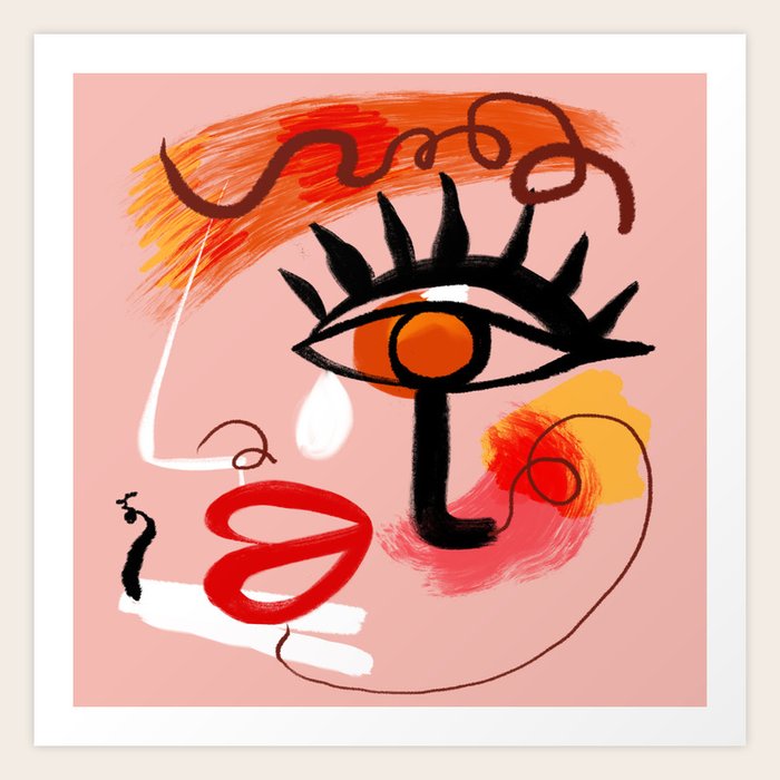 Face Blush Pink Abstract Art Print By Chrissyink Society6