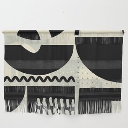 mid century shapes black white abstract art Wall Hanging