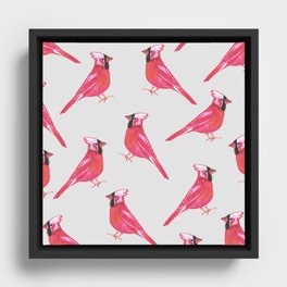 Red Cardinal bird watercolor- Cardinalis cardinalis Framed Canvas