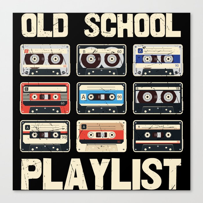 Old School Playlist Cassette Tapes Retro Canvas Print